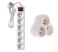 Zenitech Bloc 6 Prises 16A 2P+T avec Interrupteur Blanc & Triplite 3X 16A Triangulaire Blanc
