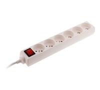 Bloc 6 prises - MARQUE - fiche extra plate - interrupteur - blanc - 16 A