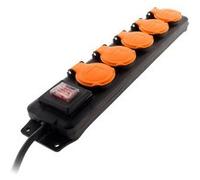 Zenitech - Bloc étanche IP44 5 prises 16A 2P+T avec clapets et interrupteur - Câble HO5RRF 3G1mm² de 1,5m Noir Noir G