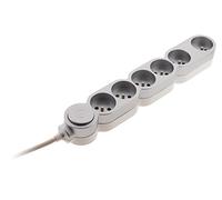 Bloc HOME 6 Prises 16A avec Interrupteur Silver et Fiche Extraplate Câble 1,5m