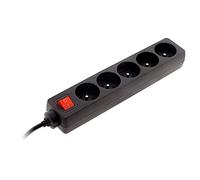 Zenitech - Bloc multiprise 5 Prises 16A 2P+T + Interrupteur - Noir