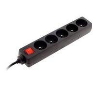 Zenitech - Bloc multiprise 5 Prises 16A 2P+T + Interrupteur - Noir