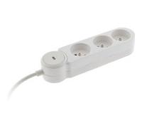 Zenitech Multiprise Bloc de 3 prises secteur en ligne IOTA - Avec interrupteur lumineux - Câble de 1,4 m - Blanche