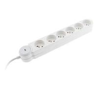 Zenitech Multiprise Bloc de 6 prises secteur en ligne IOTA - Avec interrupteur lumineux - Câble de 1,4 m - Blanche