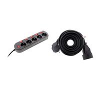 Zenitech Bloc Sono 5 Prises 16A 2P+T + 6 interrupteurs câblé HO5VV F 3G1,5mm² 3m & Prolongateur 16A 2P+T HO5VV F 3G1,5mm² Noir 3m