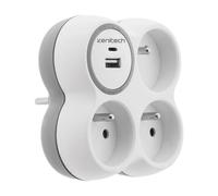 Zenitech Multiprise murale Bloc de 3 prises secteur + 1 prise Chargeur USB-A + 1 USB-C BOLEA - Triplite 16A blanche