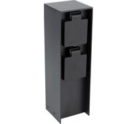 Zenitech Borne de Jardin 2 Prises 16 A IP44, Aluminium Noir | Borne de jardin à fixer avec 2 prises 16 A, protection IP44 et finition aluminium noir