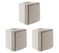 Zenitech Bouton Poussoir à Voyant étanche IP55 - Gris - Orok (Lot de 3)