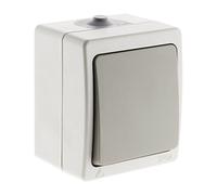 Zenitech - Bouton Poussoir IP54 - Installation Saillie Extérieure, Étanche et Résistant Chocs, Câblage Borne Automatique - Matériau Isolant - Compatibilité Cheminées Larges - Gris Clair