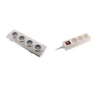 Zenitech - Coffret 2 Blocs Multiprises 16A 2P+T : 1 Bloc 4 Prises à Câbler Gris + 1 Bloc 3 Prises avec Interrupteur Blanc - Solutions d'alimentation Essentielles