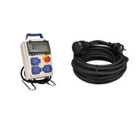 Zenitech Coffret 8 modules de chantier IP54 équipé avec accessoires & Perel ec10r25 Câble d'extension, 3 G2,5, 10 m Longueur, en caoutchouc noir