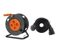 Zenitech - Coffret Enrouleur 4 Prises Déportées 2P+T 16A 40M + Prolongateur Électrique 16A 2P+T HO5VV-F 3G1,5 mm2 Noir 5M - Kit Complet pour Chantiers et Ateliers
