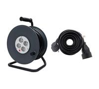 Zenitech - Coffret Enrouleur H05Vv-F 4 Prises 3G1,5 mm2 40M + Coupe-Circuit + Prolongateur 16A H05Vv-F 3G1,5 mm2 5M - ensemble D'Alimentation Électrique pour Extérieur et Intérieur - Gris et Noir
