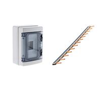 Zenitech Coffret étanche IP65 4 modules livré avec accessoires & Peigne 13 modules noir/ blanc longueur 220mm