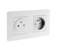 Zenitech - Double prise affleurante 2P+T + boîte - blanc