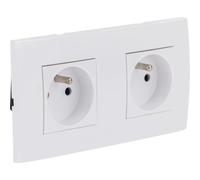 Double prise horizontale + plaque de finition Kalya - Blanc - Zenitech