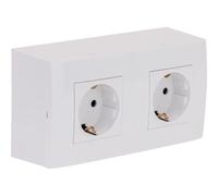 Zenitech, Double Prise Schuko en Saillie avec Terre et Plaque de Finition Kalya, Argent, Sécurité Enfants, Bornes Automatiques, 16A 230V, Puissance Max 3500W, IP20, Normes CE