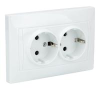 Zenitech - Double prise Schuko monoposte encastrée - Blanc - Zyna Blanc G
