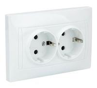 Zenitech - Double prise Schuko monoposte encastrée - Blanc - Zyna Blanc G
