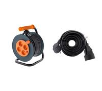 Zenitech-Enrouleur 4 prises 16A - câble 3G1,5 mm² - 20m - Zenitech & Prolongateur 16A 2P+T HO5VV-F 3G1,5mm² Noir 5m