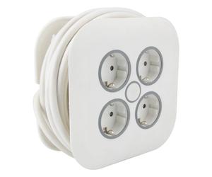 Zenitech Enrouleur 4 Prises Schuko - 7m Blanc