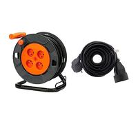 Zenitech-Enrouleur bricolage - 4 prises 16A - 3G1,5mm² - 25m - Zenitech & Prolongateur 16A 2P+T HO5VV-F 3G1,5mm² Noir 5m