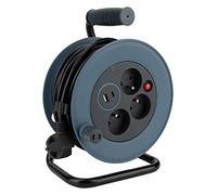 Zenitech Enrouleur Compact 3 Prises et 2 Ports USB, 12 m, Gris | 3 prises 2P+T et 2 ports USB-A/USB-C pour alimenter et recharger plusieurs appareils simultanément, prise française de type E