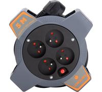 Zenitech Enrouleur compact multiprise 4 prises secteur 16A avec coupe circuit - Câble de 5 m - Noir
