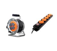 Zenitech-Enrouleur de chantier IP44-4 prises 16A - 3G2,5mm² - 25m - Zenitech & Bloc étanche IP44 5 prises 16A 2P+T avec clapets et interrupteur - Câble HO5RRF 3G1 de 1,5m