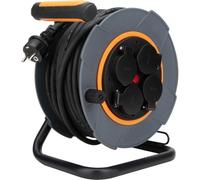 Zenitech Enrouleur de Chantier IP44 4 Prises 25 m | Rallonge sur tambour de chantier IP44 4 prises 16 A 3G1,5 mm² 25 m, orange, Type E : prise française avec terre