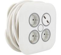 Zenitech - Enrouleur domestique 3 prises Schuko + 2 USB 2,4A 7m - Blanc Blanc G