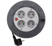 Zenitech Enrouleur H05VV-F 4 prises 3G1mm² 5 m avec coupe-circuit – Gris