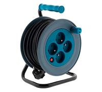 Zenitech – Enrouleur ménager – 15 m – 3G1,5 mm² – 4 prises – Bleu