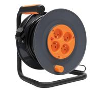 Zenitech Enrouleur Électrique Bricolage 4 Prises H05VV-F 3G1,5mm² 25m | Coupe-Circuit Thermique, Gris,Orange, Guide-Câble, Poignée Ergonomique, 3000W Déroulé, 16A, Chantier et Extérieur