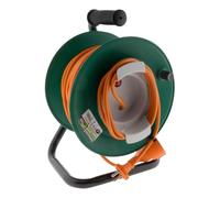 Enrouleur sans prise 2x1,5 mm² 25m pied métal + coupe circuit - Zenitech