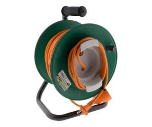 Zenitech Enrouleur Électrique sans Prise H05VV-F 2x1,5mm² 3m Coupe-Circuit | Orange, Coupe-Circuit Thermique, Châssis Métal, Poignée Ergonomique, 3200W Déroulé, 16A, Usage Ménager