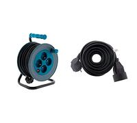 Zenitech-Enrouleur ménager 15m 3G1 mm² - Bleu - Zenitech & Prolongateur 16A 2P+T HO5VV-F 3G1,5mm² Noir 5m