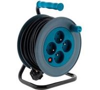 Enrouleur ménager - 15 m - 3G1.5 mm² - 4 prises - bleu