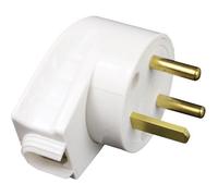 ZENITECH Fiche électrique mâle sortie coudée 20A 2P+T blanc