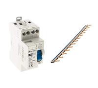 Zenitech - Interrupteur différentiel 40/2 30mA Type AC NF & Peigne 13 modules noir/blanc longueur 220mm