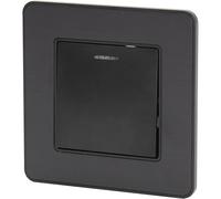 Zenitech – Interrupteur simple complet Kouro – Va-et-vient à voyant 10A – métal noir brossé