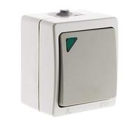 Zenitech Interrupteur simple va-et-vient Akya - Étanche IP54 Saillie avec voyant Gris clair