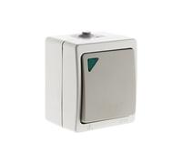 Zenitech Interrupteur simple va-et-vient Akya - Étanche IP54 Saillie avec voyant Gris clair