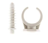 Zenitech Lot de 10 clips + chevilles Ø20 mm Gris | 10 clips avec chevilles Ø20mm, Gris ; dimensions et conditionnement adaptés à la pose de câbles ou de conduits