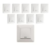 Lot de 10 interrupteurs va et vient + voyant 10A - blanc - Artezo - Zenitech