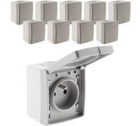 Zenitech - Lot de 10 prises 16A 2P+T étanches IP55 - gris - Orok G