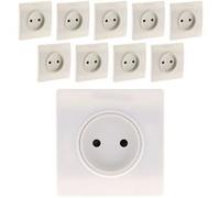 Zenitech - Lot de 10 prises 2 pôles encastrables Diwone - blanc G