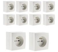Lot de 10 prises 2P+T Bel'Vue - blanc - Zenitech