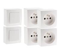 Zenitech - Lot de 2 interrupteurs va et vient + 4 prises 16A en saillie - Blanc - Presto blanc