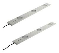 Zenitech - Lot de 2 réglettes LED ultraplates 3 spots 6,2W + détecteur de mouvement - Inox brossé G